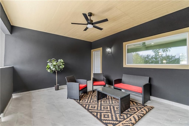 view of patio / terrace with a ceiling fan and an outdoor hangout area