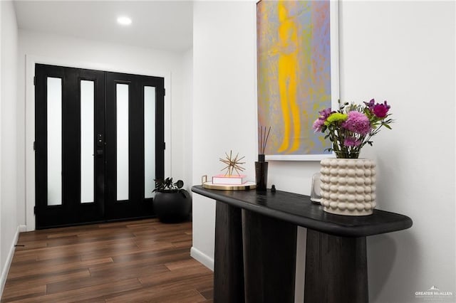 entrance foyer with dark wood-type flooring