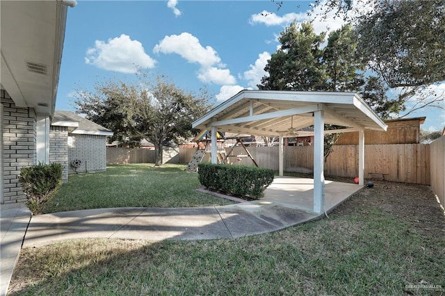 view of yard with a gazebo