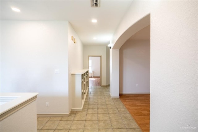 hall featuring light hardwood / wood-style flooring