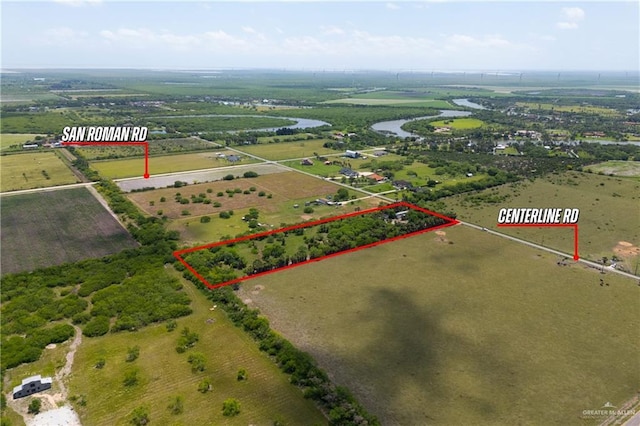 38639 W Centerline Rd, Los Fresnos, TX 78566 - view of rural area featuring property boundaries highlighted and a large body of water