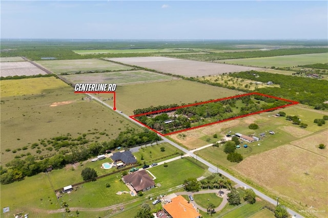 38639 W Centerline Rd, Los Fresnos, TX 78566 - aerial view of sparsely populated area featuring property parcel outlined