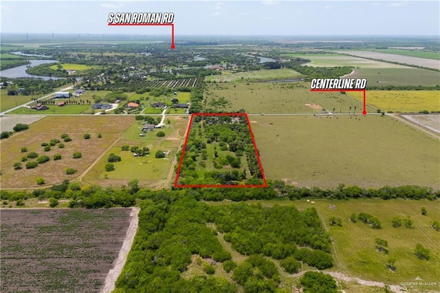 38639 W Centerline Rd, Los Fresnos, TX 78566 - view of rural area featuring property boundaries highlighted and a large body of water