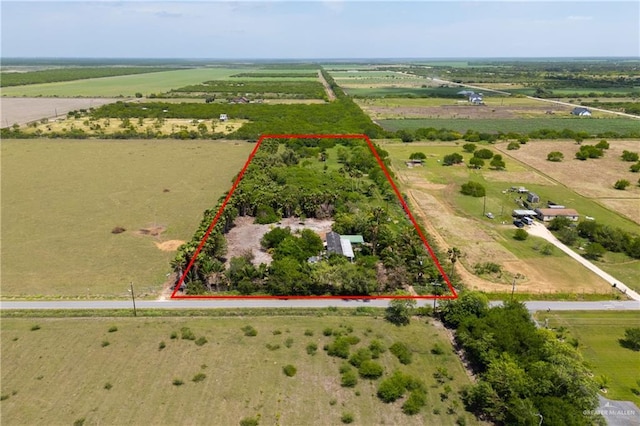 38639 W Centerline Rd, Los Fresnos, TX 78566 - aerial view of sparsely populated area with extensive farmland and property parcel outlined