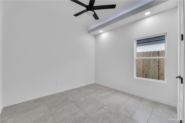 unfurnished room featuring ceiling fan