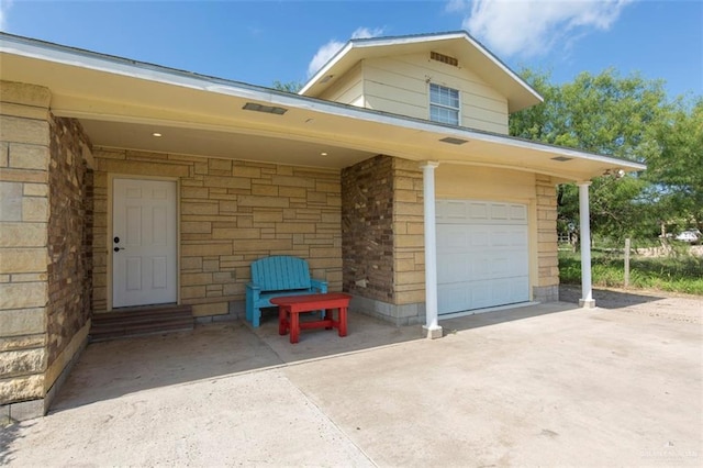 exterior space featuring a garage