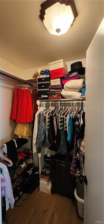 spacious closet featuring hardwood / wood-style floors