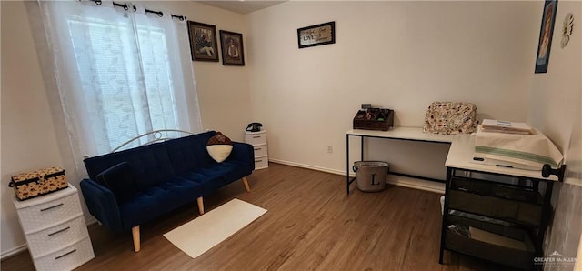 sitting room with dark hardwood / wood-style floors