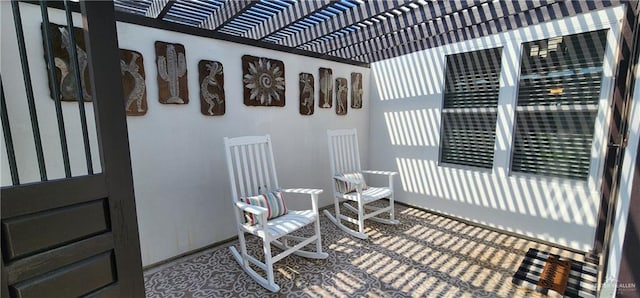 view of patio featuring a pergola