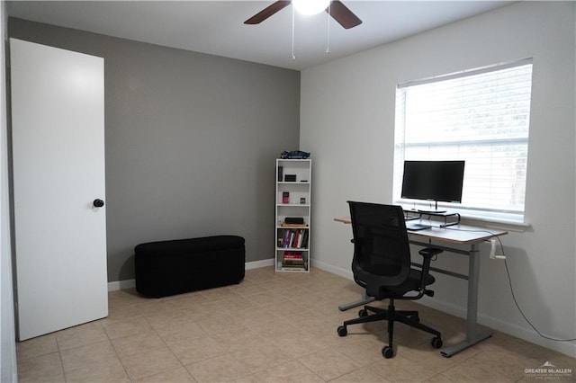 2405 Sundrop Ave, Mission, TX 78574 - office area featuring a ceiling fan and baseboards