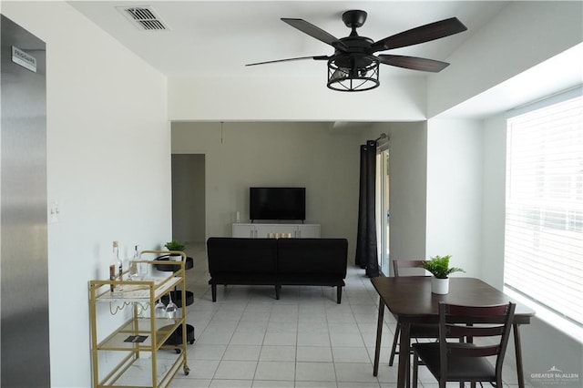 2405 Sundrop Ave, Mission, TX 78574 - dining space with a ceiling fan and light tile patterned floors