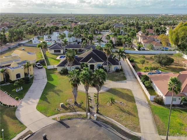 birds eye view of property with a residential view