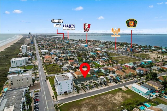 129 E Lantana St Unit 3, South Padre Island, TX 78597 - birds eye view of property featuring a water view