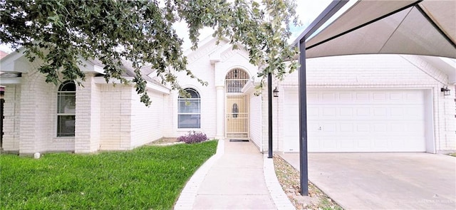 doorway to property featuring a garage