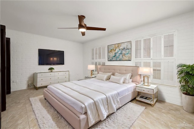 bedroom featuring ceiling fan