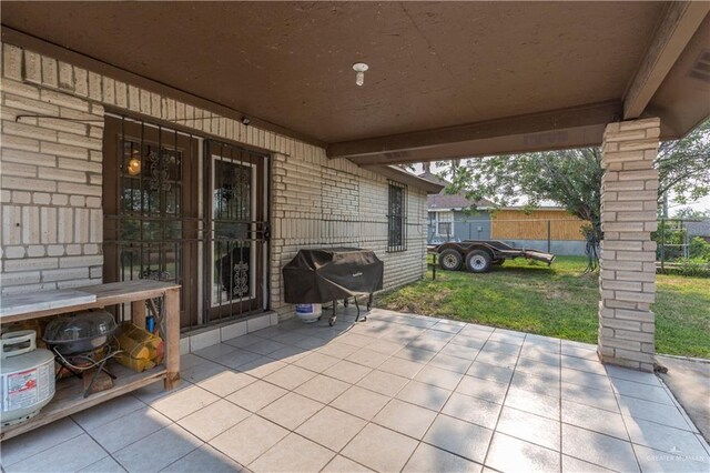 view of patio featuring grilling area