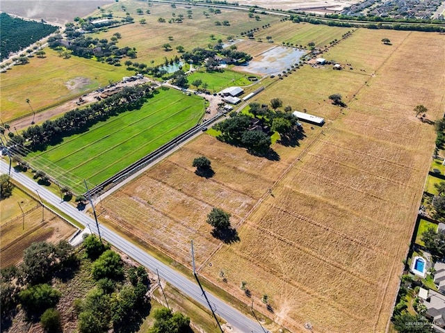 drone / aerial view with a rural view