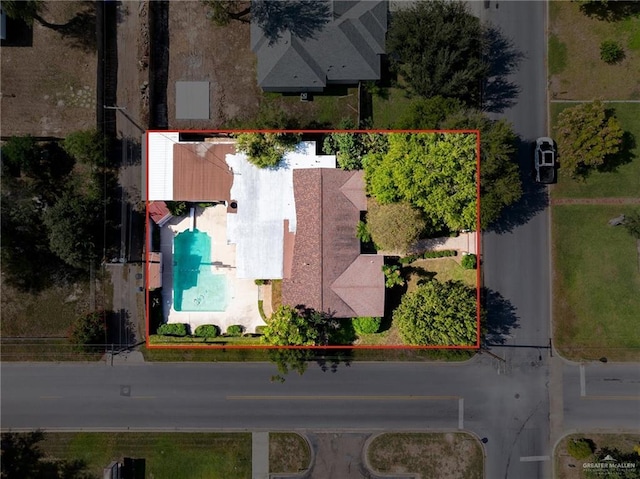 1201 W Fern Ave, Mcallen, TX 78501 - aerial overview of property's location with a pool area and property parcel outlined