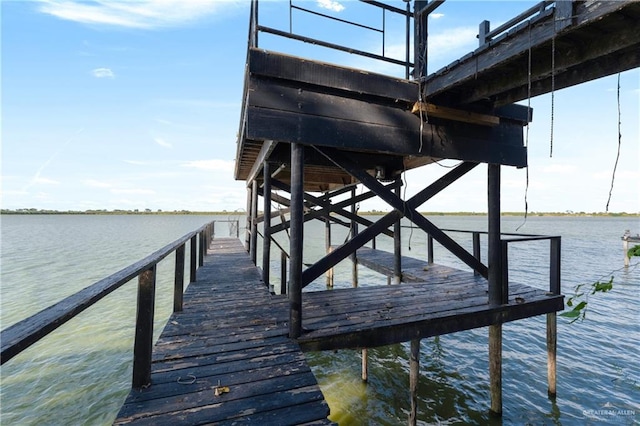 dock area with a water view