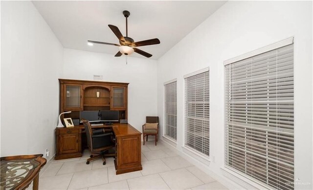 326 W Mile 11 N, Weslaco, TX 78599 - home office with a ceiling fan and light tile patterned floors