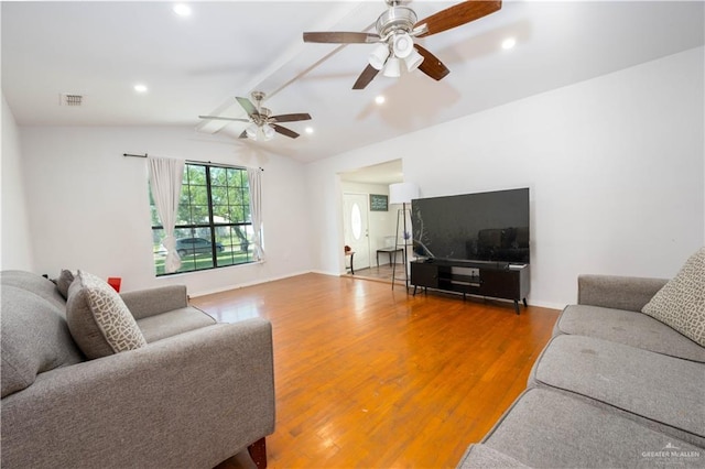 275 Violeta St, San Benito, TX 78586 - living area featuring wood finished floors, ceiling fan, and recessed lighting