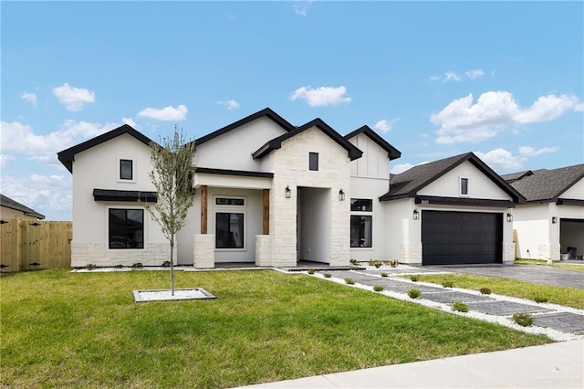 1003 Bette St, Pharr, TX 78577 - modern inspired farmhouse featuring stone siding, a garage, asphalt driveway, and stucco siding