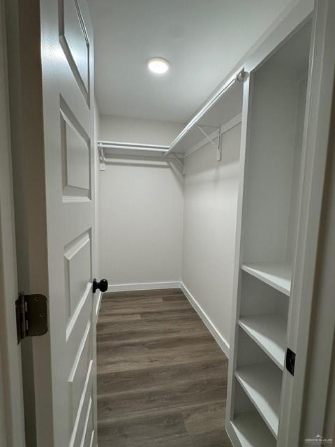 walk in closet featuring dark hardwood / wood-style flooring