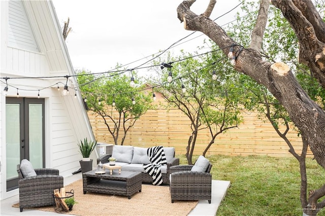 4509 Gardenia Ave, Mcallen, TX 78501 - view of patio / terrace featuring french doors and outdoor lounge area
