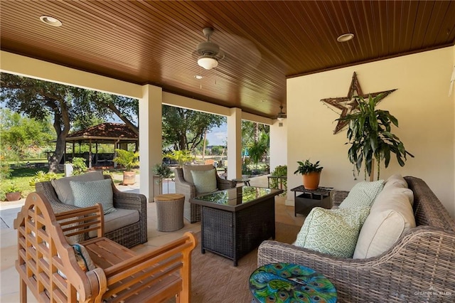 view of patio / terrace with a gazebo and an outdoor living space