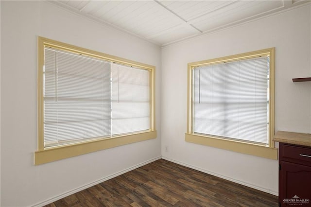 interior space with dark wood-type flooring