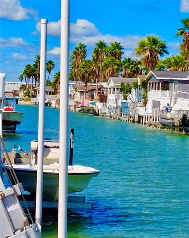 view of dock featuring a water view