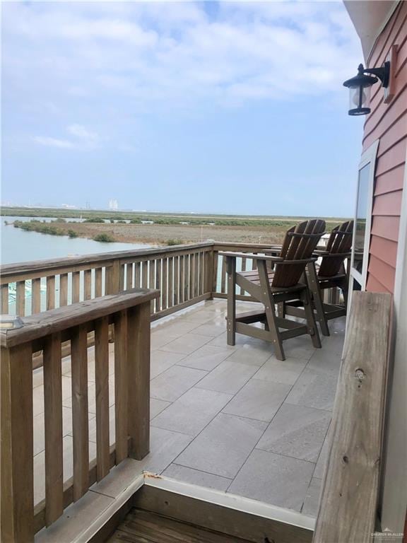 deck with a water view