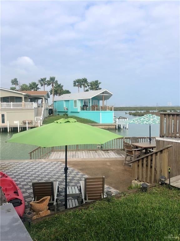 dock area featuring a water view