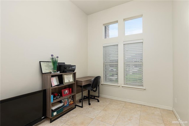 view of tiled home office