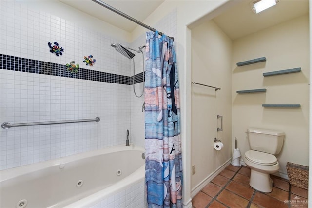 301 Houston Ave, Port Isabel, TX 78578 - bathroom featuring a combined bath / shower with jetted tub and tile patterned flooring