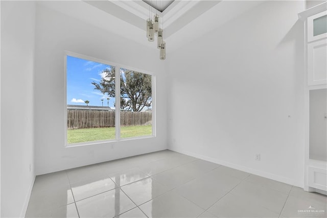 unfurnished dining area featuring light tile patterned flooring