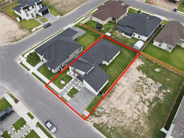 3107 S Auburndale Ave, Edinburg, TX 78542 - aerial perspective of suburban area with property boundaries highlighted
