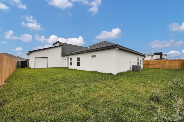 3107 S Auburndale Ave, Edinburg, TX 78542 - rear view of house with stucco siding, an attached garage, and central AC