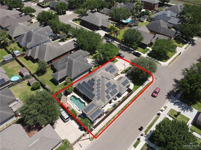 bird's eye view featuring a residential view