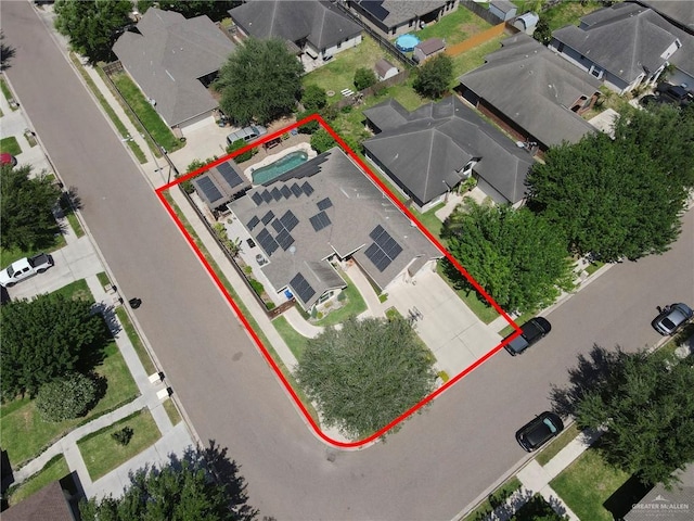 drone / aerial view with a residential view