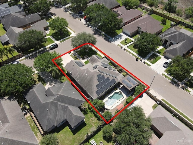 bird's eye view with a residential view