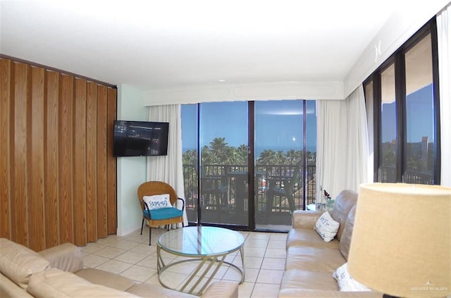 view of tiled living room