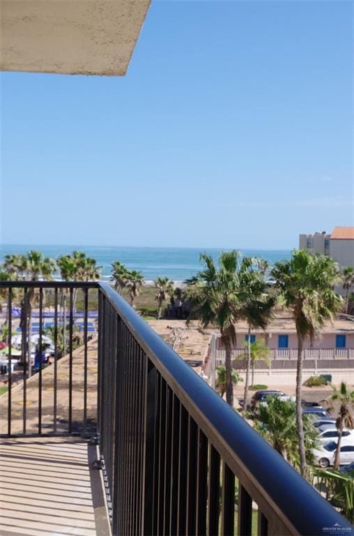 balcony featuring a water view