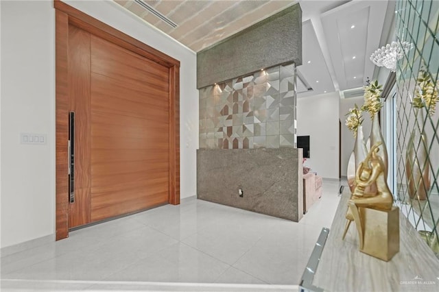 entryway featuring light tile patterned flooring