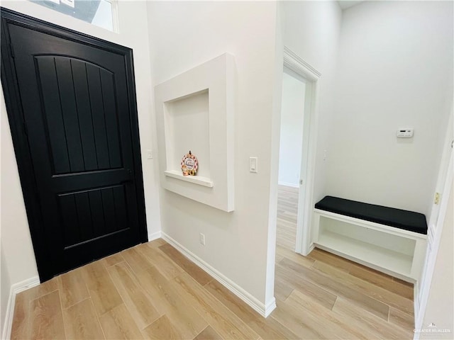 foyer with light hardwood / wood-style floors