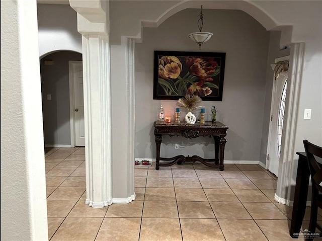 205 Msg Mario A Solis Ln, La Villa, TX 78562 - hall with arched walkways and light tile patterned floors