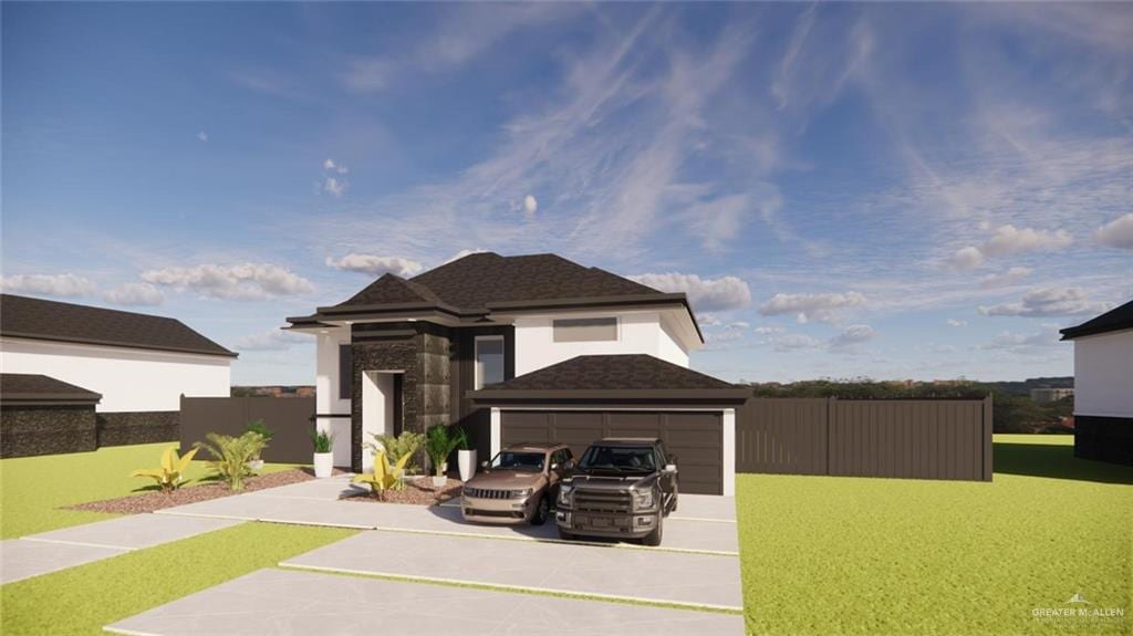 2606 Crisantema St, Mission, TX 78574 - view of front facade with concrete driveway and an attached garage