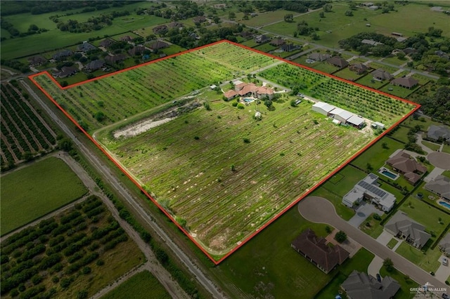 16408 Garrett Rd, Harlingen, TX 78552 - view of rural area with abundant farmland and property parcel outlined