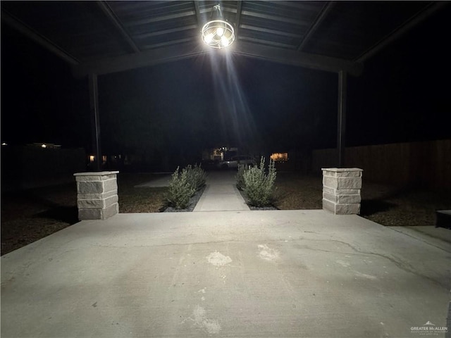 view of patio at twilight