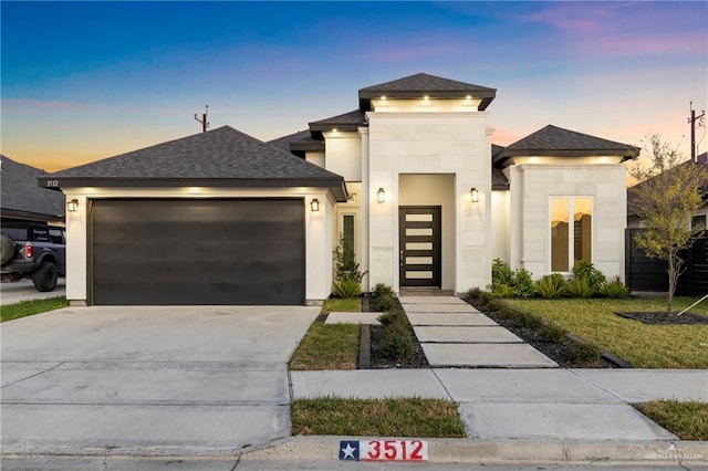 view of front of house with a garage